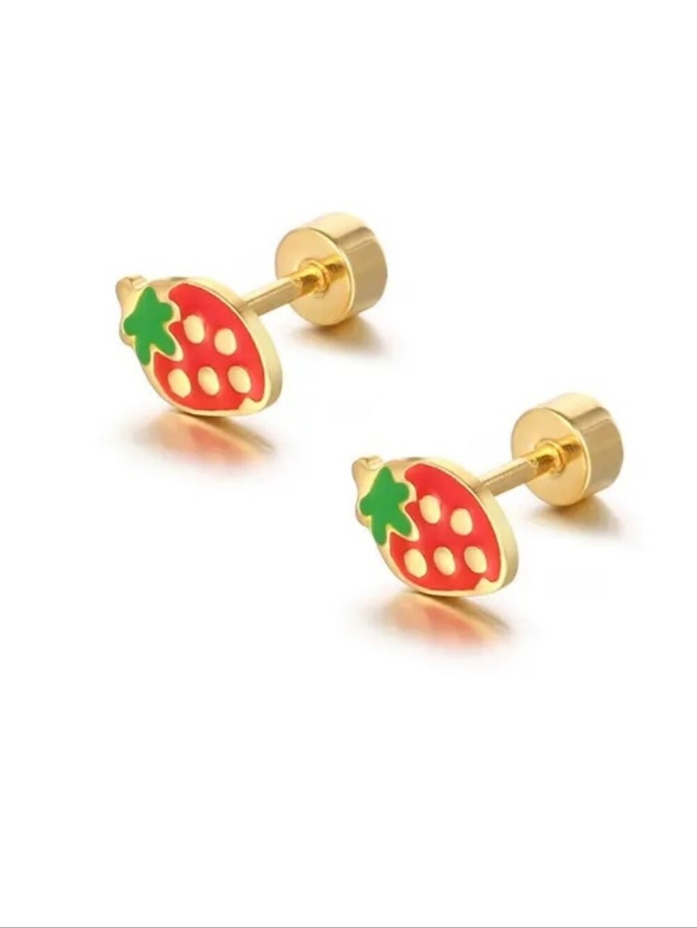 Flat Back Strawberry Stud Earrings